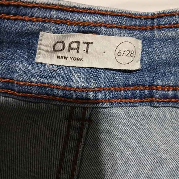 OAT New York Women Wide Leg Cropped Jeans Frayed Hem Blue Size 6 28 - Picture 3 of 8